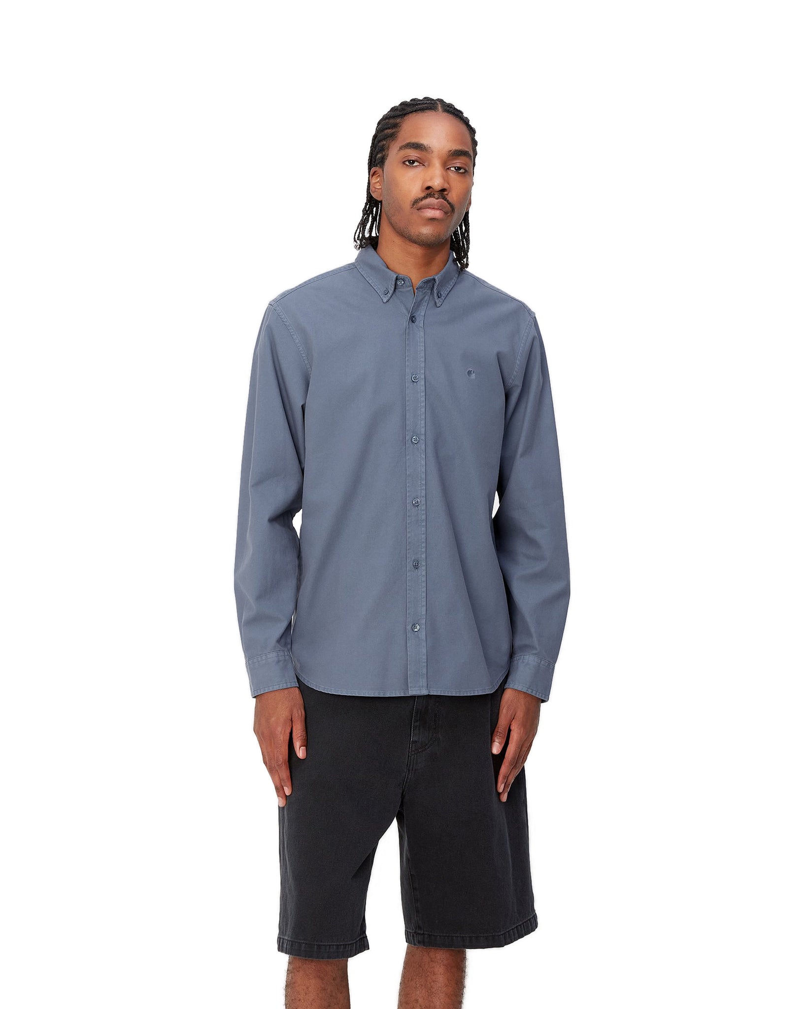 LS Bolton Shirt - Hudson Blue (garment dyed)