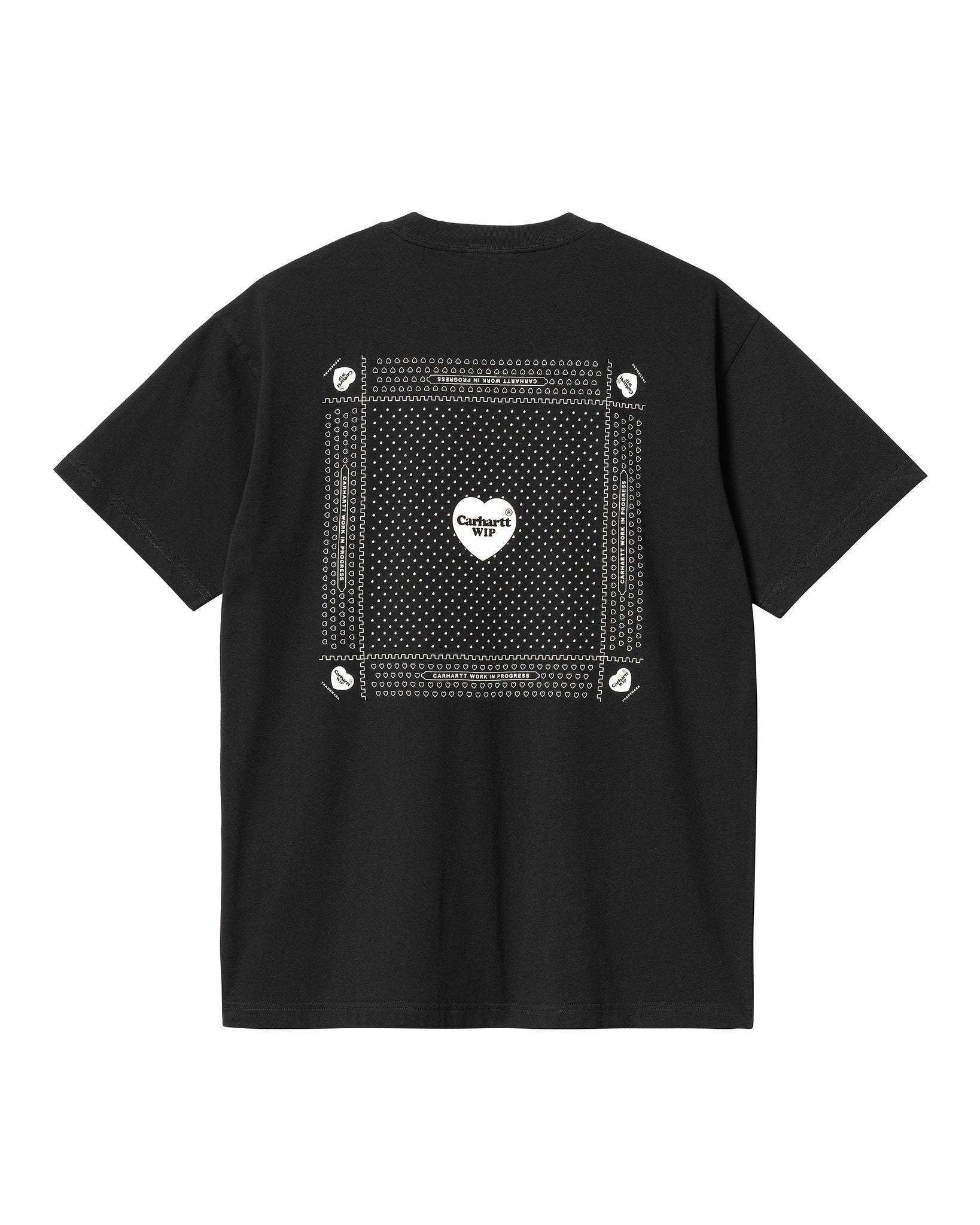 S/S Heart Bandana T-Shirt - Black/White (stone washed)