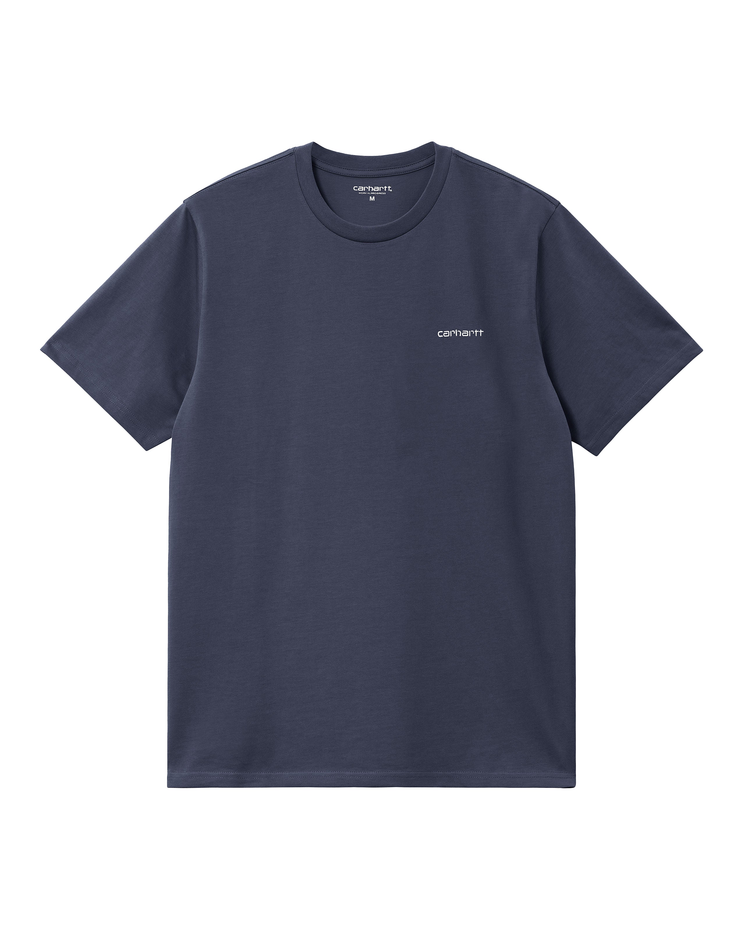 S/S Script Embroidery T-Shirt - Air force blue / White