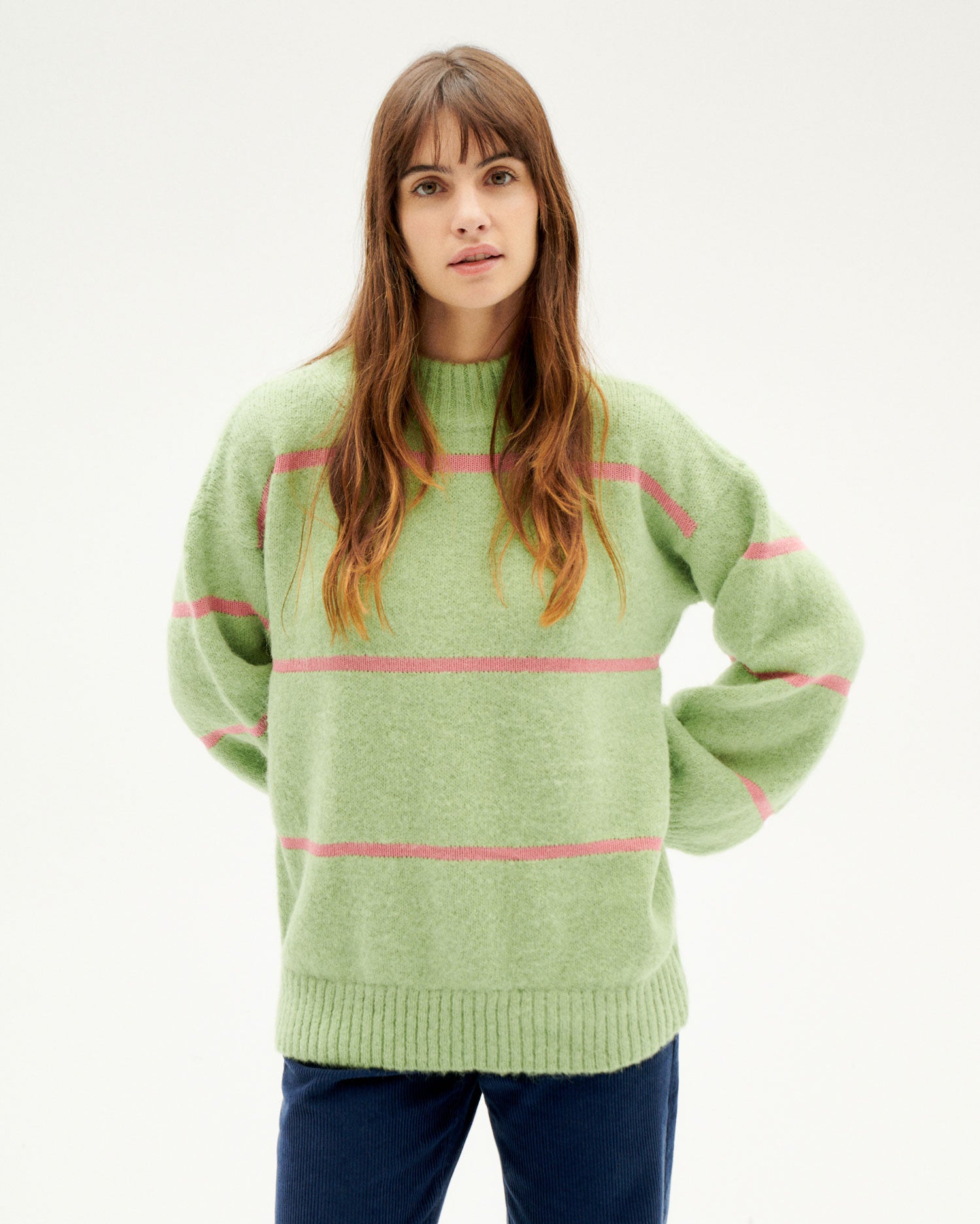 Madi Stripes Sweater - Parrot Green